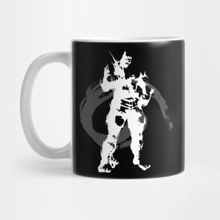 bald fighter character with white brush style Mug